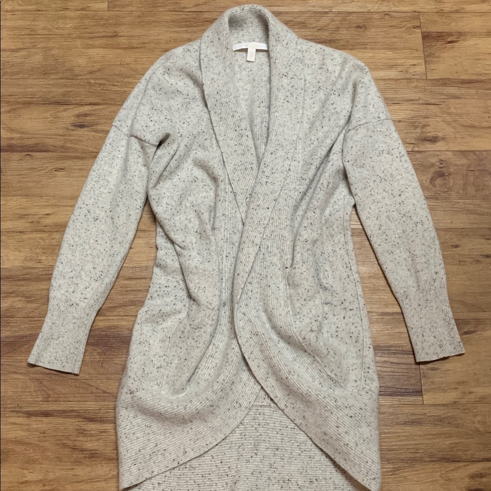 Nordstrom Signature Speckled Gray 100% Cashmere Women's Cardigan Cocoon Sweeter - Picture 3 of 16